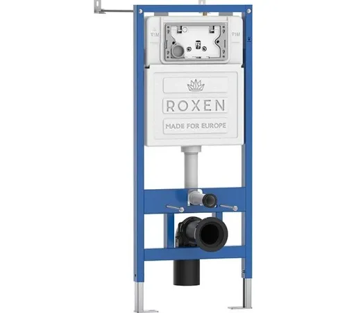 Унитаз подвесной Roxen Simple Compact в комплекте с инсталляцией StounFix Dual Fresh 6 в 1 868492 кнопка: черный матовая