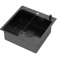 Кухонная мойка ARFEKA ECO AR мойка 500*500 POP-UP, коландер F, дозатор BLACK DECOR MILLET GRAINS