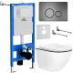 Унитаз подвесной Roxen Antares Black в комплекте с инсталляцией StounFix Dual Fresh 6 в 1 964894 кнопка: оружейная сталь