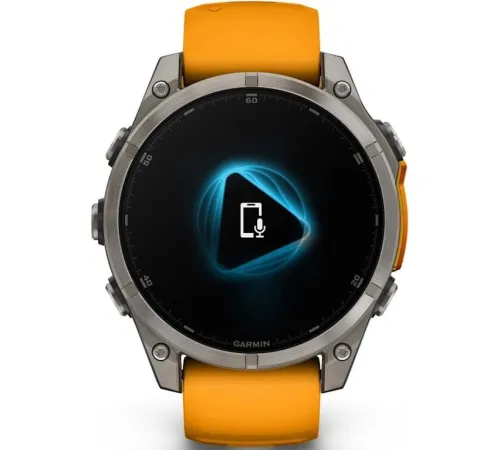 Умные часы Garmin Fenix 8 Sapphire, Titanium 47мм светло-серый, оранжевый силиконовый ремешок