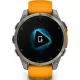 Умные часы Garmin Fenix 8 Sapphire, Titanium 47мм светло-серый, оранжевый силиконовый ремешок