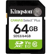 Карта памяти Kingston Canvas Select Plus SDXC 64GB SDS3/64GB