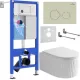 Унитаз подвесной Roxen Royal Matt в комплекте с инсталляцией StounFix Dual Fresh 6 в 1 968249 кнопка: пастель бежевый