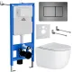 Унитаз подвесной Roxen Vortex Tornado в комплекте с инсталляцией StounFix Dual Fresh 6 в 1 964579 кнопка: оружейная сталь