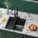 Кухонная мойка Roxen Simple 560220-50B-GR графит/текстурная PVD покрытие с коландером и дозатором
