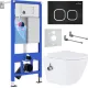 Унитаз подвесной Roxen Antares Bidet в комплекте с инсталляцией StounFix Dual Fresh 6 в 1 938621 кнопка: черный матовый