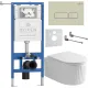 Унитаз подвесной Roxen Royal Matt в комплекте с инсталляцией StounFix Dual Fresh 6 в 1 968222 кнопка: пастель бежевый