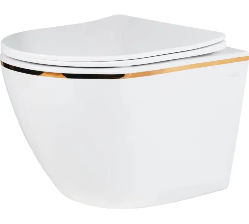 Унитаз подвесной Roxen Antares Gold в комплекте с инсталляцией StounFix Dual Fresh 6 в 1 968092 кнопка: золото глянцевое