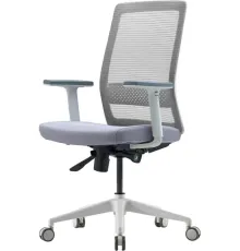 Офисное кресло Bestuhl S30 White Pl без подголовника и рег. подлокотником черная сетка/серая ткань