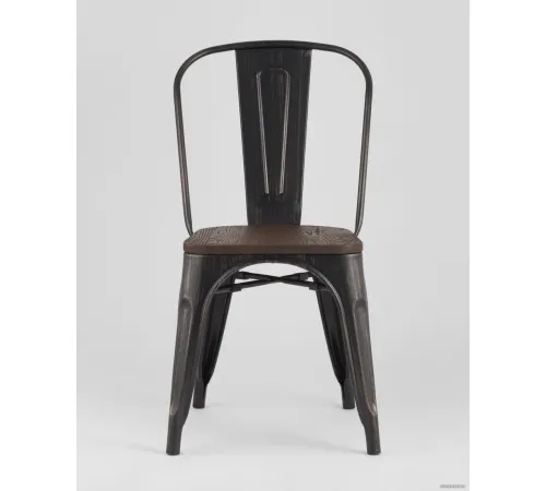 Стул Stool Group Tolix wood черный патина золото