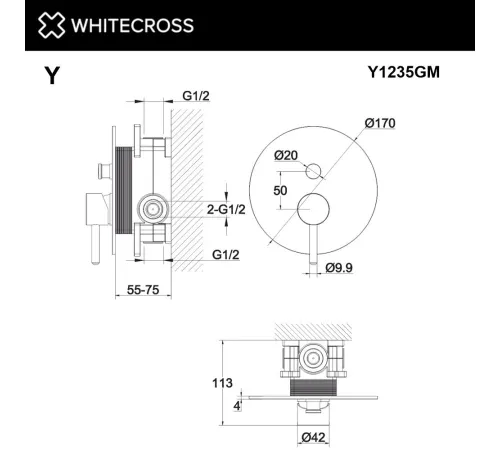 Смеситель Whitecross Y Y1235GM оружейная сталь
