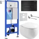 Унитаз подвесной Roxen Egg в комплекте с инсталляцией StounFix Dual Fresh 6 в 1 964195 кнопка: черный матовый