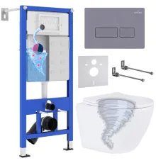 Унитаз подвесной Roxen Antares Tornado в комплекте с инсталляцией StounFix Dual Fresh 6 в 1 968330 кнопка: серый бетон