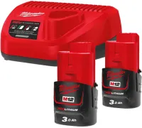 Аккумулятор с зарядным устройством Milwaukee M12 M12NRG-302 4933451902 2 x 12В/3 Ач + 12В