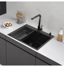 Кухонная мойка ARFEKA Eco AR мойка 600*500, коландер G, дозатор Black Decor