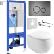 Унитаз подвесной Roxen Egg в комплекте с инсталляцией StounFix Dual Fresh 6 в 1 964237 кнопка: оружейная сталь
