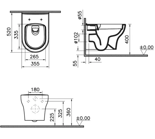 Унитаз подвесной Vitra Zentrum Round 7786B003-0075