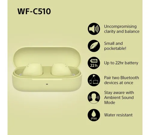 Наушники Sony WF-C510 желтый