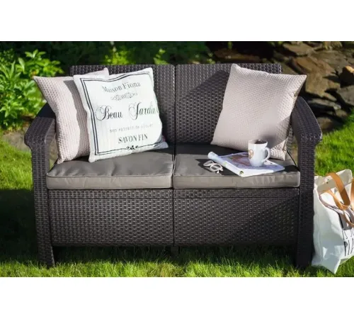 Садовый диван Keter Corfu II Love Seat 258946 коричневый