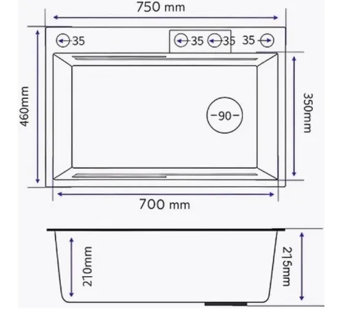 Кухонная мойка MARRBAXX B7546-R Decor B7546-DMR графит/темно-серый