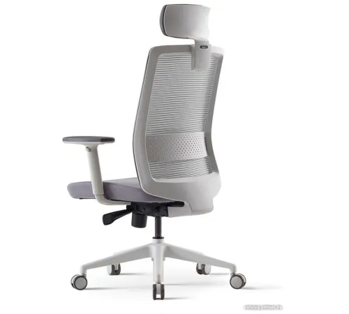 Офисное кресло Bestuhl S30 White Pl с подголовником и рег. подлокотником черная сетка/серая ткань