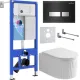 Унитаз подвесной Roxen Royal Matt в комплекте с инсталляцией StounFix Dual Fresh 6 в 1 968297 кнопка: черный/хром