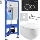 Унитаз подвесной Roxen Egg в комплекте с инсталляцией StounFix Dual Fresh 6 в 1 964010 кнопка: черный матовый