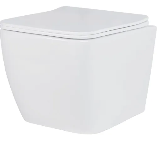 Унитаз подвесной Roxen Cube в комплекте с инсталляцией StounFix Dual Fresh 6 в 1 968469 кнопка: брашированное золото