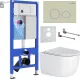 Унитаз подвесной Roxen Vortex в комплекте с инсталляцией StounFix Dual Fresh 6 в 1 966303 кнопка: бежевый