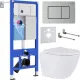 Унитаз подвесной Roxen Antares в комплекте с инсталляцией StounFix Dual Fresh 6 в 1 968418 кнопка: сатин