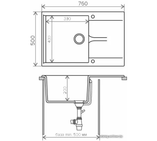 Кухонная мойка Polygran Gals 760 опал 328