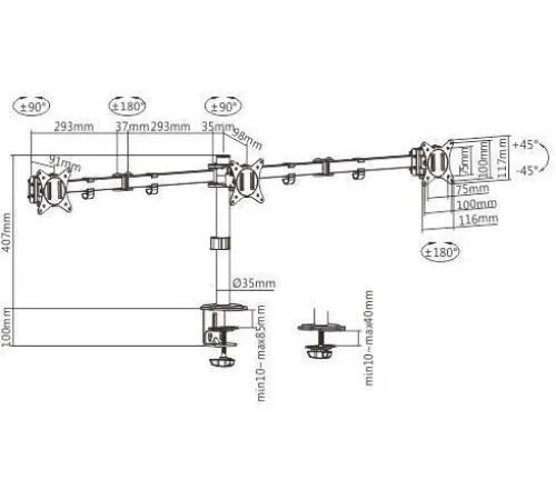 Кронштейн для монитора Gembird MA-D3-01