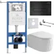 Унитаз подвесной Roxen Royal Matt в комплекте с инсталляцией StounFix Dual Fresh 6 в 1 968211 кнопка: черный