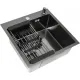 Кухонная мойка Diamond 500*500, коландер, дозатор BLACK DECOR