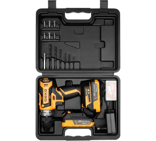 Дрель-шуруповерт Deko GCD20DU PRO Set 083-1040 с 2-мя АКБ, кейс