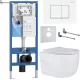 Унитаз подвесной Roxen Porto в комплекте с инсталляцией StounFix Dual Fresh 6 в 1 868633 кнопка: брашированное золото матовая