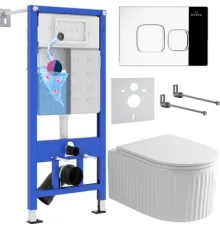 Унитаз подвесной Roxen Royal Matt в комплекте с инсталляцией StounFix Dual Fresh 6 в 1 968273 кнопка: хром глянцевый