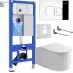 Унитаз подвесной Roxen Royal Matt в комплекте с инсталляцией StounFix Dual Fresh 6 в 1 968273 кнопка: хром глянцевый