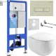 Унитаз подвесной Roxen Egg в комплекте с инсталляцией StounFix Dual Fresh 6 в 1 966706 кнопка: бежевый