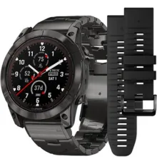 Умные часы Garmin Fenix 7X Pro Sapphire Solar карбоново-серый титан/черный, с титановым и силиконовым ремешками