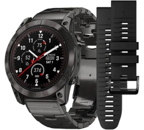 Умные часы Garmin Fenix 7X Pro Sapphire Solar карбоново-серый титан/черный, с титановым и силиконовым ремешками