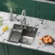 Кухонная мойка Roxen Simple 560220-50-GR сатин/текстурная с коландером и дозатором