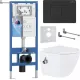 Унитаз подвесной Roxen Antares Bidet в комплекте с инсталляцией StounFix Dual Fresh 6 в 1 868619 кнопка: оружейная сталь матовая