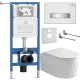 Унитаз подвесной Roxen Royal Matt в комплекте с инсталляцией StounFix Dual Fresh 6 в 1 968291 кнопка: белый/хром