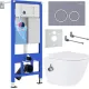 Унитаз подвесной Roxen Antares Bidet в комплекте с инсталляцией StounFix Dual Fresh 6 в 1 966135 кнопка: серый бетон