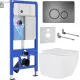 Унитаз подвесной Roxen Cube One Rimless 6 в 1 StounFix Dual Fresh 625840 оружейная сталь/металл