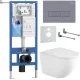 Унитаз подвесной Roxen Antares Tornado Long в комплекте с инсталляцией StounFix Dual Fresh 6 в 1 868417 кнопка: серый бетон матовая