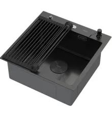Кухонная мойка ARFEKA ECO AR мойка 500*500 POP-UP, роллер-мат, дозатор BLACK DECOR VOLCANIC ROCK