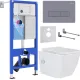 Унитаз подвесной Roxen Cube bidet в комплекте с инсталляцией StounFix Dual Fresh 6 в 1 966807 кнопка: серый гранит