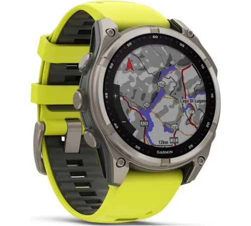 Умные часы Garmin Fenix 8 Solar, Sapphire 47мм титановый серый с желтым ремешком